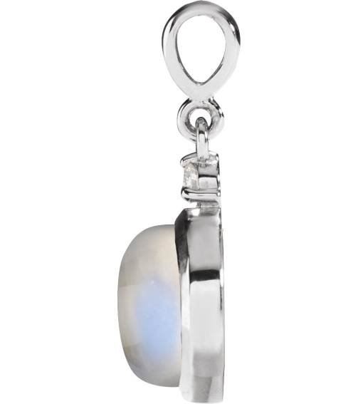 87438 Pendant Set 14K White Round Natural Rainbow Moonstone 8Mm 0.03 Ct Natural Diamond I1, G-H Polished Natural Rainbow Moonstone And .03 Ctw Natural Diamond Pendant