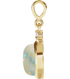 87438 Pendant Set 14K Yellow Round Natural White Opal 8Mm 0.03 Ct Natural Diamond I1, G-H Polished Natural White Opal And .03 Ctw Natural Diamond Pendant