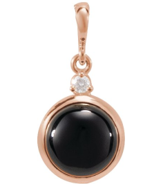 87438 Pendant Set 14K Rose Round Natural Black Onyx 8Mm 0.03 Ct Natural Diamond I1, G-H Polished Natural Black Onyx And .03 Ctw Natural Diamond Pendant