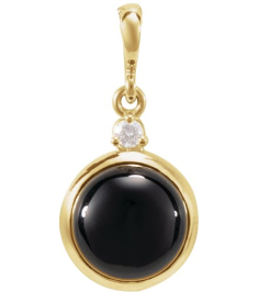 87438 Pendant Set 14K Yellow Round Natural Black Onyx 8Mm 0.03 Ct Natural Diamond I1, G-H Polished Natural Black Onyx And .03 Ctw Natural Diamond Pendant