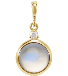 87438 Pendant Set 14K Yellow Round Natural Rainbow Moonstone 8Mm 0.03 Ct Natural Diamond I1, G-H Polished Natural Rainbow Moonstone And .03 Ctw Natural Diamond Pendant