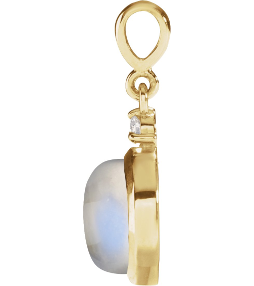 87438 Pendant Set 14K Yellow Round Natural Rainbow Moonstone 8Mm 0.03 Ct Natural Diamond I1, G-H Polished Natural Rainbow Moonstone And .03 Ctw Natural Diamond Pendant