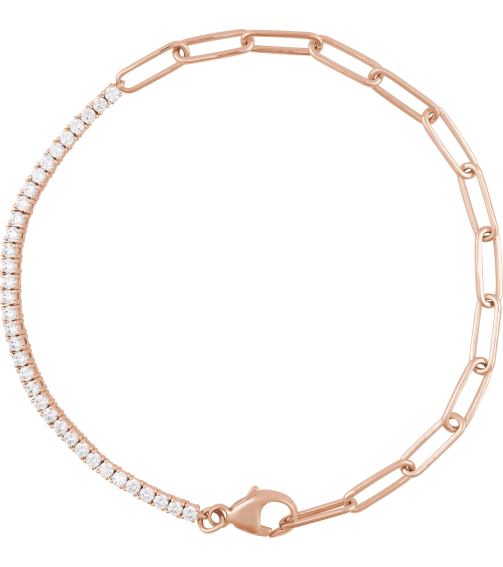Brc924 Bracelet Set 14K Rose Round Natural Diamond Natural Diamond 1.9Mm 1 Ctw I1, G-H 7 12 In Polished 1 Ctw Natural Diamond Adjustable Line Bracelet