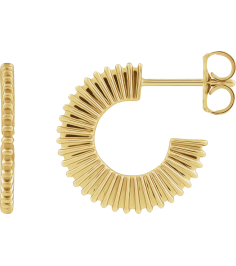 88383 Earring 14K Yellow 16 Mm 1.5 Mm Each Friction Back Included Polished Starburst Hoop Earring