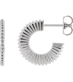 88383 Earring 14K White 16 Mm 1.5 Mm Pair Friction Backs Included Polished Starburst Hoop Earrings