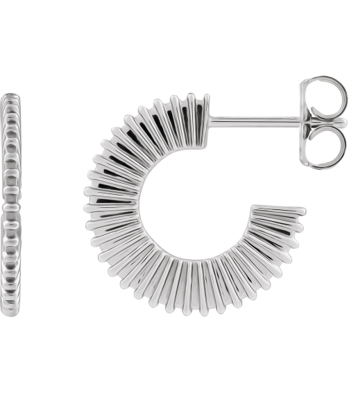 88383 Earring Sterling Silver 16 Mm 1.5 Mm Each Friction Back Included Polished Starburst Hoop Earring
