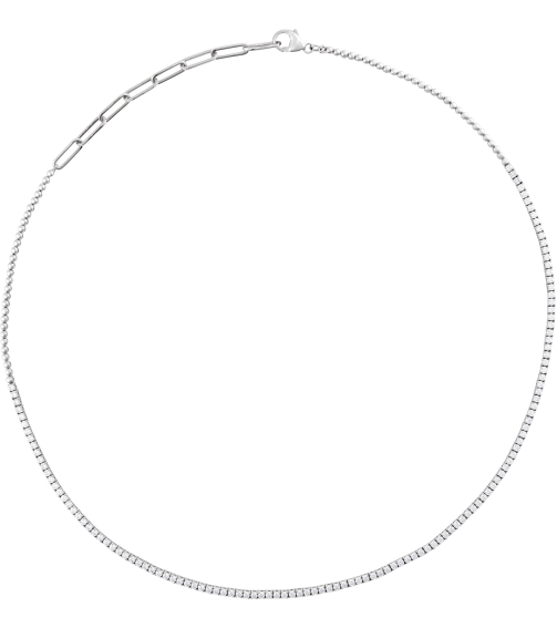 688993 Necklace Set 14K White Round Natural Diamond 1.8Mm 3 15 Ctw I1, G-H 15-18 In Polished 3 15 Ctw Natural Diamond Adjustable Line Necklace