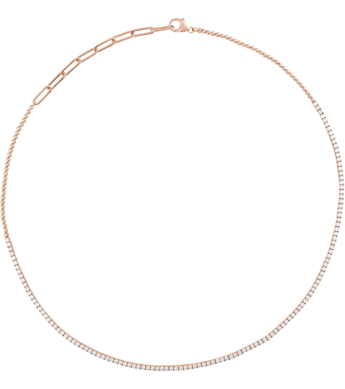 688993 Necklace Set 14K Rose Round Natural Diamond 1.8Mm 3 15 Ctw I1, G-H 15-18 In Polished 3 15 Ctw Natural Diamond Adjustable Line Necklace