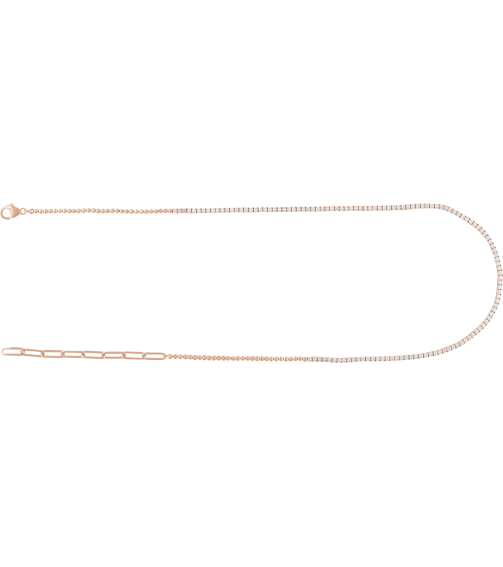 688993 Necklace Set 14K Rose Round Natural Diamond 1.8Mm 3 15 Ctw I1, G-H 15-18 In Polished 3 15 Ctw Natural Diamond Adjustable Line Necklace