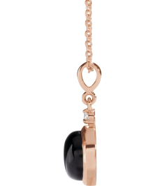 87438 Necklace Set 14K Rose Round Natural Black Onyx 8Mm 0.03 Ct Natural Diamond I1, G-H 16-18 In Polished Natural Onyx And .03 Ct Natural Diamond Cabochon Bezel-Set Necklace