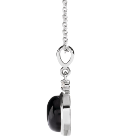 87438 Necklace Set Platinum Round Natural Black Onyx 8Mm 0.03 Ct Natural Diamond Si2-Si3, G-H 16-18 In Polished Natural Onyx And .03 Ct Natural Diamond Cabochon Bezel-Set Necklace
