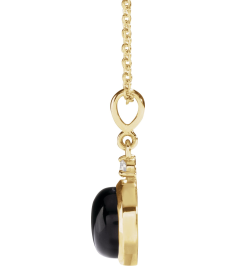 87438 Necklace Set 14K Yellow Round Natural Black Onyx 8Mm 0.03 Ct Natural Diamond I1, G-H 16-18 In Polished Natural Onyx And .03 Ct Natural Diamond Cabochon Bezel-Set Necklace