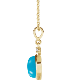 87438 Necklace Set 14K Yellow Round Natural Turquoise 6Mm 0.03 Ct Natural Diamond I1, G-H 16-18 In Polished Natural Turquoise Cabochon And .03 Ct Natural Diamond Bezel-Set Necklace