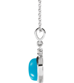 87438 Necklace Set Platinum Round Natural Turquoise 6Mm 0.03 Ct Natural Diamond Si2-Si3, G-H 16-18 In Polished Natural Turquoise Cabochon And .03 Ct Natural Diamond Bezel-Set Necklace