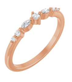 126532 Ring Set 14K Rose Natural Diamond Round 2 Mm Natural Diamond Polished 18 Ctw Natural Diamond Stackable Ring