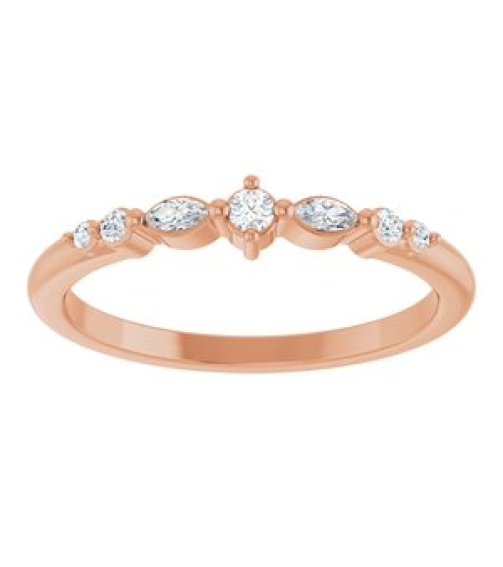 126532 Ring Set 14K Rose Natural Diamond Round 2 Mm Natural Diamond Polished 18 Ctw Natural Diamond Stackable Ring
