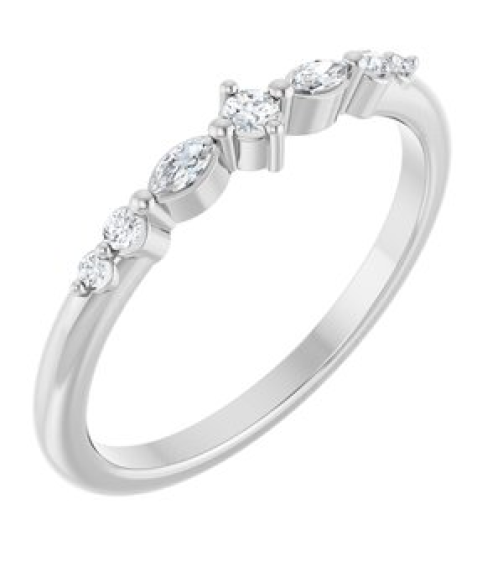 126532 Ring Set Platinum Natural Diamond Round 2 Mm Natural Diamond Polished 18 Ctw Natural Diamond Stackable Ring