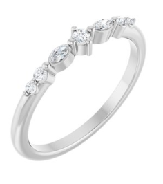 126532 Ring Set 14K White Natural Diamond Round 2 Mm Natural Diamond Polished 18 Ctw Natural Diamond Stackable Ring
