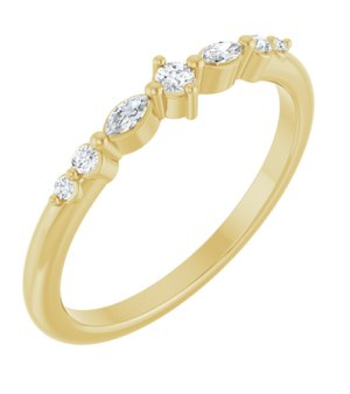 126532 Ring Set 14K Yellow Natural Diamond Round 2 Mm Natural Diamond Polished 18 Ctw Natural Diamond Stackable Ring