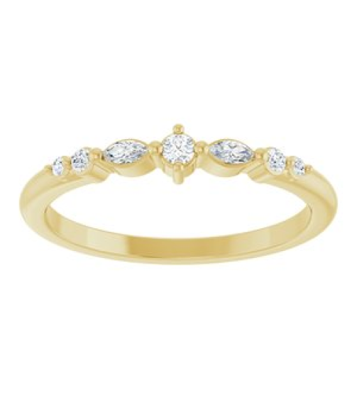 126532 Ring Set 14K Yellow Natural Diamond Round 2 Mm Natural Diamond Polished 18 Ctw Natural Diamond Stackable Ring