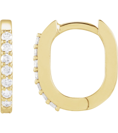88394 Earring Set 14K Yellow 15 X 10.6 Mm 1.6 Mm Natural Diamond Round 1Mm 16 Ctw Pair Hinged Polished 16 Ctw Natural Diamond Elongated Hoop Earrings