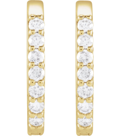 88394 Earring Set 14K Yellow 15 X 10.6 Mm 1.6 Mm Natural Diamond Round 1Mm 16 Ctw Pair Hinged Polished 16 Ctw Natural Diamond Elongated Hoop Earrings