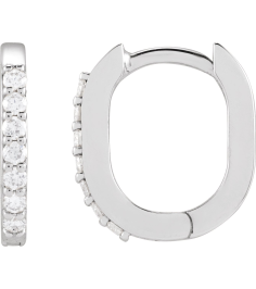 88394 Earring Set Sterling Silver 12 X 10.4 Mm 1.6 Mm Natural Diamond Round 1Mm 18 Ctw Pair Hinged Polished 18 Ctw Natural Diamond Elongated Hoop Earrings