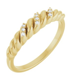 126508 Ring Set 14K Yellow Natural Diamond Round 1 Mm Polished .04 Ctw Natural Diamond Dome Ring