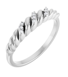 126508 Ring Set Sterling Silver Natural Diamond Round 1 Mm Polished .04 Ctw Natural Diamond Dome Ring