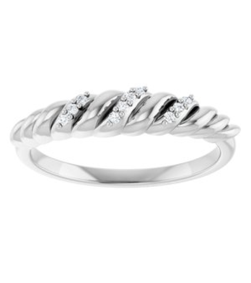 126508 Ring Set Sterling Silver Natural Diamond Round 1 Mm Polished .04 Ctw Natural Diamond Dome Ring