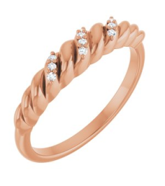 126508 Ring Set 14K Rose Natural Diamond Round 1 Mm Polished .04 Ctw Natural Diamond Dome Ring