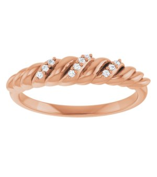 126508 Ring Set 14K Rose Natural Diamond Round 1 Mm Polished .04 Ctw Natural Diamond Dome Ring