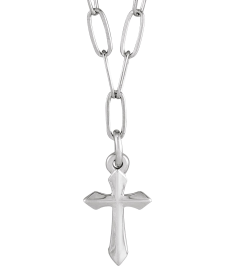 R50035 Necklace 14K White 9.5 X 7 Mm 18 In Polished Cross Link Necklace