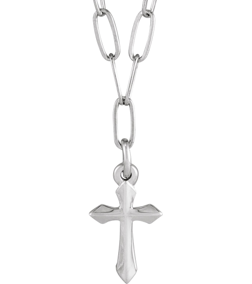 R50035 Necklace 14K White 9.5 X 7 Mm 18 In Polished Cross Link Necklace