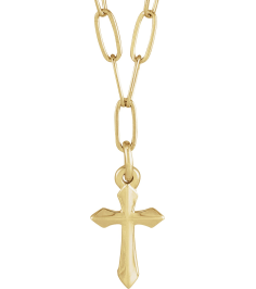 R50035 Necklace 14K Yellow 9.5 X 7 Mm 18 In Polished Cross Link Necklace