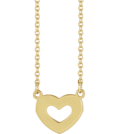 88376 Necklace 14K Yellow 18 In Polished Engravable Family Heart Necklace