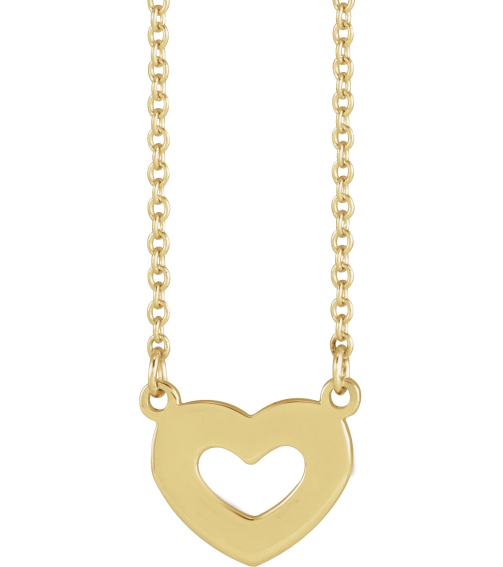 88376 Necklace 14K Yellow 18 In Polished Engravable Family Heart Necklace