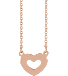 88376 Necklace 14K Rose 18 In Polished Engravable Family Heart Necklace