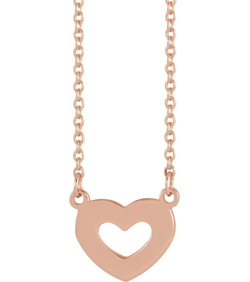 88376 Necklace 14K Rose 18 In Polished Engravable Family Heart Necklace
