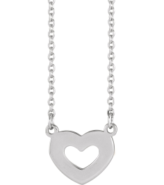 88376 Necklace Sterling Silver 18 In Polished Engravable Family Heart Necklace