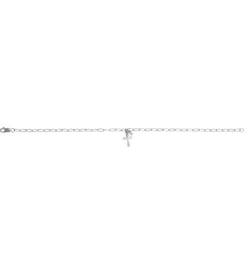 Brc916 Bracelet 14K White Set Natural Diamond Round 2 Mm 9.5 X 7 Mm 7 In I1, G-H Natural Diamond Polished .03 Ctw Natural Diamond Cross Charm Bracelet