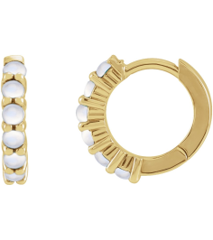87181 Earring Set 14K Yellow 12.21 Mm 2.32 Mm Natural Rainbow Moonstone Round 2 Mm Each Hinged Polished Natural Rainbow Moonstone Cabochon Hinged Hoop Earring