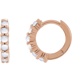 87181 Earring Set 14K Rose 12.21 Mm 2.32 Mm Natural Rainbow Moonstone Round 2 Mm Each Hinged Polished Natural Rainbow Moonstone Cabochon Hinged Hoop Earring