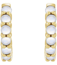 87181 Earring Set 14K Yellow 12.21 Mm 2.32 Mm Natural Rainbow Moonstone Round 2 Mm Pair Hinged Polished Natural Rainbow Moonstone Cabochon Hinged Hoop Earrings
