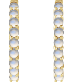 87181 Earring Set 14K Yellow 20 Mm 2.32 Mm Natural Rainbow Moonstone Round 2 Mm Pair Hinged Polished Natural Rainbow Moonstone Cabochon Hinged Hoop Earrings
