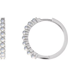 87181 Earring Set 14K White 20 Mm 2.32 Mm Natural Rainbow Moonstone Round 2 Mm Pair Hinged Polished Natural Rainbow Moonstone Cabochon Hinged Hoop Earrings