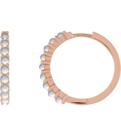 87181 Earring Set 14K Rose 20 Mm 2.32 Mm Natural Rainbow Moonstone Round 2 Mm Pair Hinged Polished Natural Rainbow Moonstone Cabochon Hinged Hoop Earrings