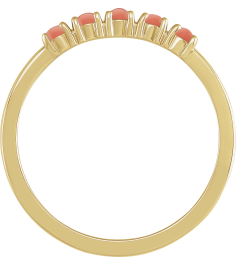 72176 Ring Set 14K Yellow Natural Pink Coral Round 3 Mm Polished Natural Pink Coral Cabochon Stackable Ring