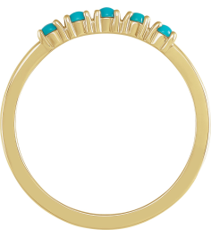 72176 Ring Set 14K Yellow Natural Turquoise Round 3 Mm Polished Natural Turquoise Cabochon Stackable Ring