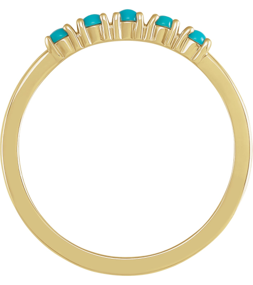 72176 Ring Set 14K Yellow Natural Turquoise Round 3 Mm Polished Natural Turquoise Cabochon Stackable Ring